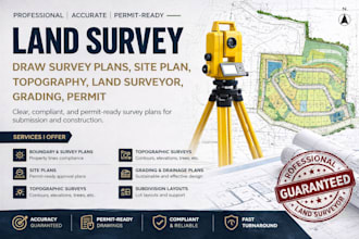land survey draw survey plans site plan topography land surveyor grading permit