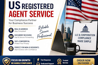 do US llc registration, ein, provide US registered agent and compliance filling