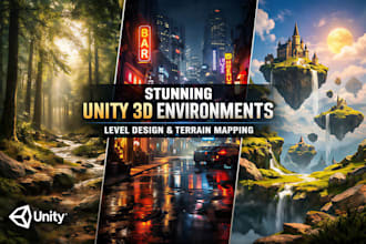 create stunning game environment, level design and terrain map in unity 3d