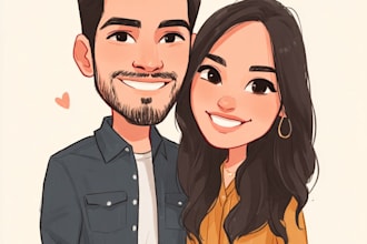 draw romantic cartoon caricature