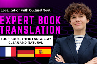 book translate english to french translation and english to spanish translation