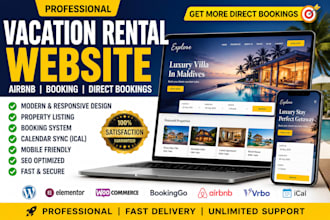 design vacation rental website, hotel website and airbnb booking website