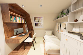 do modern bedroom interior with realistic 3d rendering