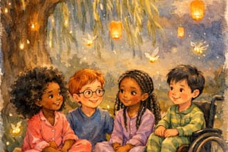 create whimsical and magical bedtime illustrations featuring diverse characters