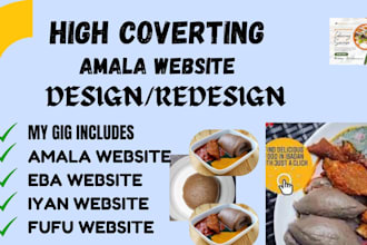 build amala website create eba website design edit fufu and iyan website