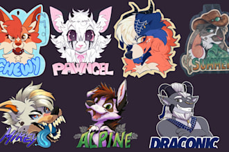 draw furry badge furry ych fursona headshot anthro oc furry emotes or stickers