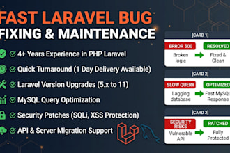 fix bugs, maintain, and upgrade your PHP laravel application