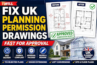 fix UK planning permission drawings fast for approval