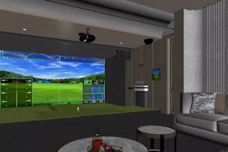 design virtual golf simulator and indoor golf system, clubhouse, golf ball