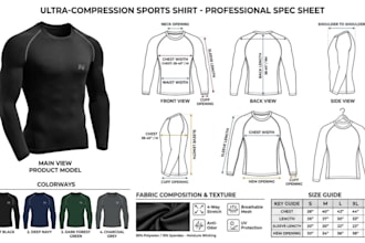 design activewear tech pack design compression shirt design sportswear tech pack