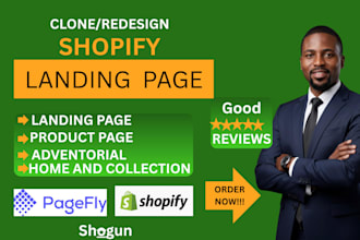design, redesign a high converting shopify landing page using shogun or pagefly