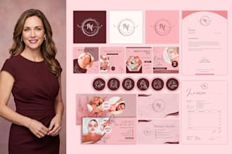create business logo and complete branding kit, brand identity for business