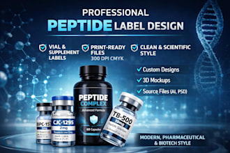 do product label design,peptide label,supplement label and vial label design