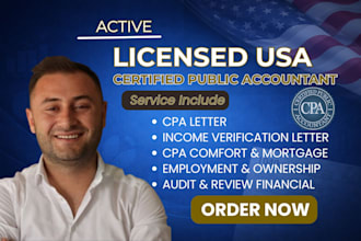 do US cpa letterhead for income verification, mortgage, self employment or loan