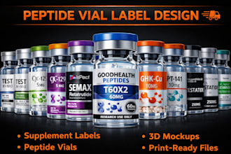 design clean peptide vial label product label design