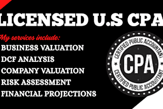 do business valuation, 409a valuation, financial model, lbo or dcf model, porl