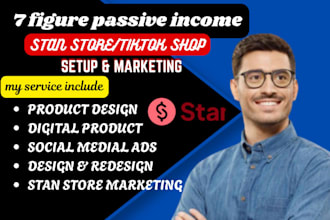 setup and design stan store, upload digital product and stan store marketing