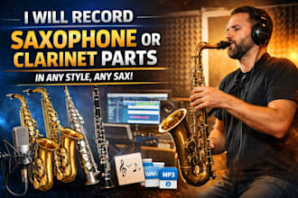 record saxophone or clarinet parts in any styles any sax