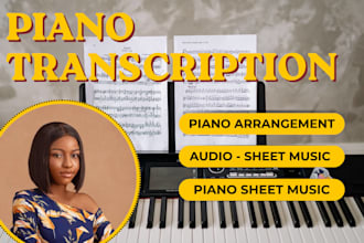 make a midi piano transcription for your songs, create sheet music for you