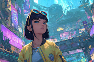 do a cyberpunk anime art