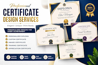 design personalized diploma, custom certificate, award, training, appreciation