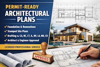 design city permit approved architectural floor plans in california, USA