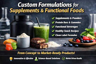 formulate supplement, protein bars gummies, powders drinks, snacks recipes