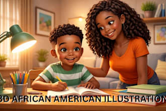 african american children book illustration kids story book 3d cartoon art