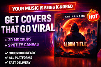 design album cover art, 3d mockups and spotify canvas