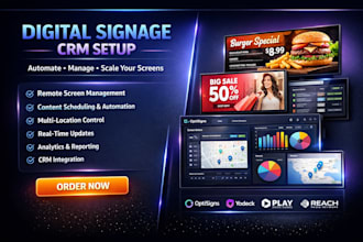 setup digital signage yodeck optisigns screencloud play hexnode box upshow CRM