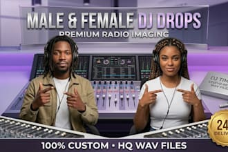 record professional male and female dj drops, radio imaging and producer tags