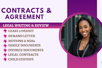 write family law documents, divorce, child custody, legal motion and legal draft