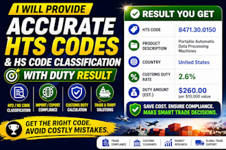 provide accurate hts codes, hs code classification duty