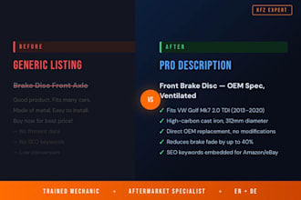 write SEO automotive aftermarket parts descriptions for you