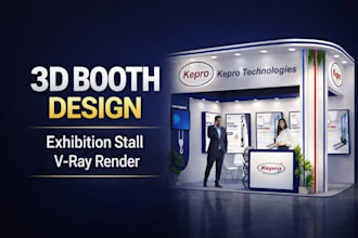 design custom exhibition booths and trade show stalls with 3d rendering