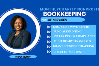 do nonprofit bookkeeping, financial statements, 990 tax filing in qbo, wave xero