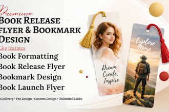 provide book formatting, bookmark, book launch flyer, book release flyer