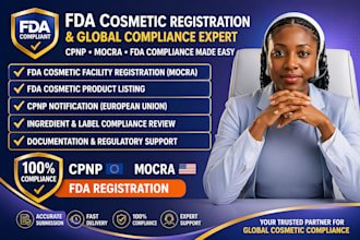 do fda cosmetic registration, mocra, cpnp notification and compliance