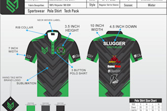 create polo shirt tech pack for sportswear brand