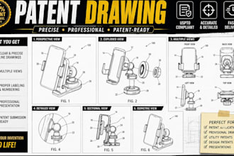 create professional patent drawings for uspto, inventions and product designs