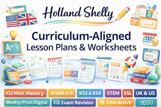 create UK US curriculum aligned lesson plans ks2 ks3 grade 4 5 with worksheets