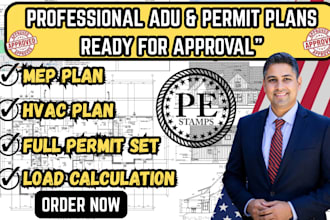 usa license engineer for full permit set,adu plan,mep plan,load calc,hvac plan
