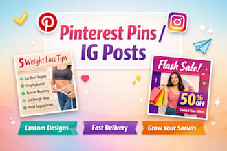 design attractive pinterest pins,instagram posts