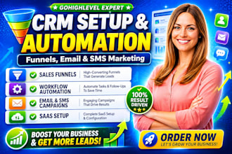 setup gohighlevel CRM funnels automation  pipelines and workflows