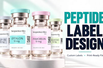 design peptide vial labels and research product packaging