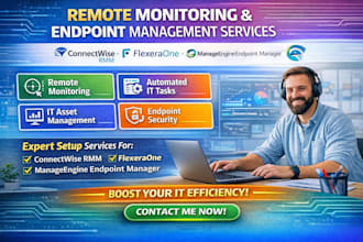 setup connectwise rmm remote monitoring flexeraone manageengine endpoint manager