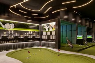 do 3d mini golf course, indoor golf simulator, putting green