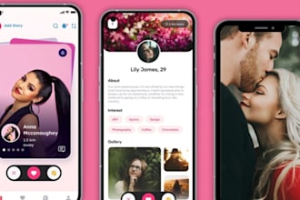 develop dating app, chat app, matchmaking app, online dating for ios and android