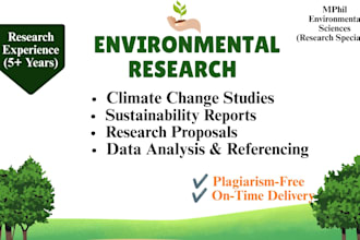 write environmental research tasks, sustainability reports