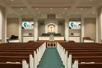 render lighting design, church interior and exterior design and 3d modelling